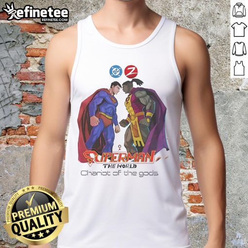 Awesome Superman tank top featuring vibrant Zebra Comics design, perfect for fans of superhero apparel and comic book style.