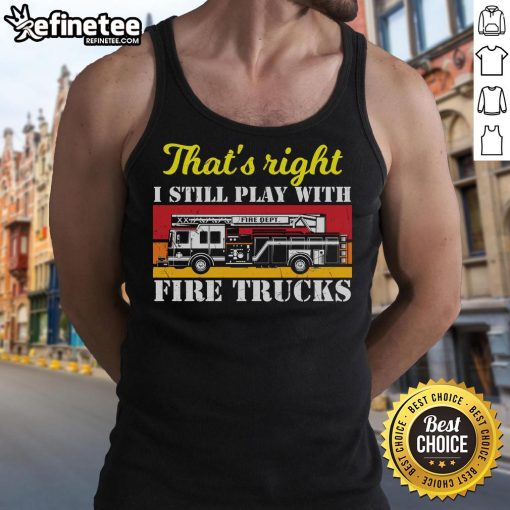 Awesome firefighter tank top featuring a playful fire truck design, perfect for kids who love playing with fire trucks.