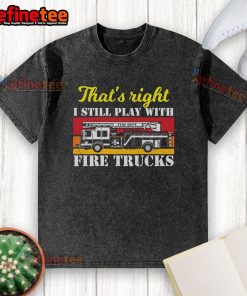 Awesome firefighter washed t-shirt featuring a playful fire truck design, perfect for kids who love playing with fire trucks.