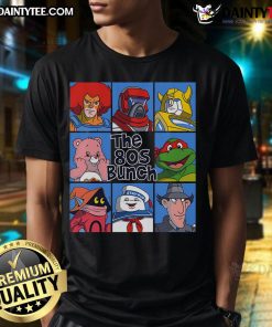Alt Text: Awesome The 80s Bunch Cartoon T-Shirt featuring vibrant graphics of classic 80s cartoon characters.