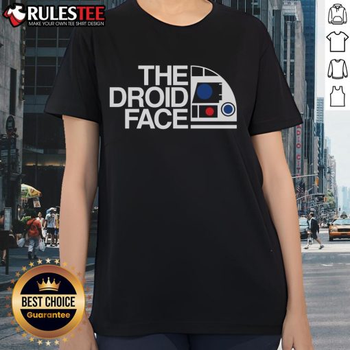 Awesome The Droid Face Star Wars Ladies Tee featuring a vibrant droid graphic perfect for Star Wars fans.