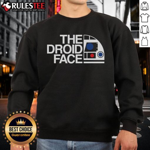Awesome The Droid Face Star Wars Sweatshirt featuring a vibrant graphic of iconic droids for fans of the franchise.