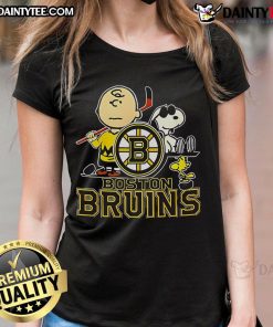 Awesome Peanuts Movie Boston Bruins ladies tee featuring classic characters in team colors for stylish fan wear.