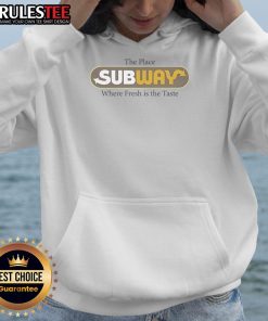 Vintage hoodie featuring 'Awesome The Place Subway Food' design, showcasing fresh ingredients and vibrant colors.