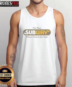 Vintage tank top featuring 'Awesome The Place Subway Food' design, showcasing freshness and delicious taste.