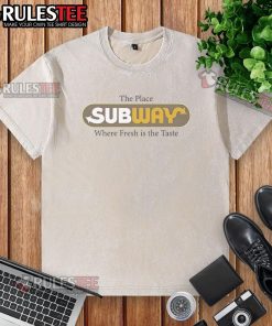 Vintage washed t-shirt featuring 'Awesome-The-Place-Subway-Food-Where-Fresh-Is-The-Taste' graphic design.