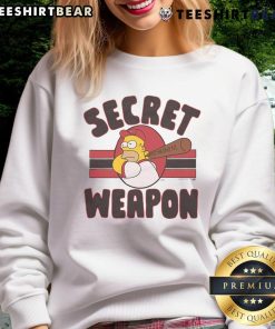 Awesome The Simpsons Homer Secret Weapon Sweatshirt featuring colorful graphics and a cozy design for fans.