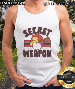Alt Text: Awesome The Simpsons Homer Secret Weapon tank top featuring vibrant graphics of Homer Simpson in a humorous pose.