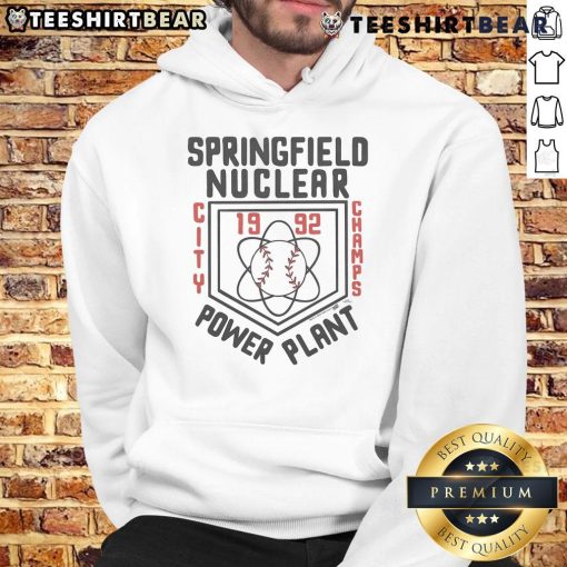 Alt Text: Awesome The Simpsons Springfield Nuclear Power Plant City Champs Hoodie featuring iconic designs and vibrant colors.
