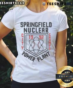 Alt Text: Ladies tee featuring the Springfield Nuclear Power Plant from The Simpsons, celebrating city champs style.