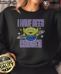 Awesome Toy Story Aliens sweatshirt featuring vibrant alien graphics and 'I Have Been Chosen' text for fans.