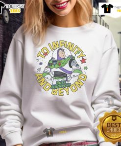 Awesome Toy Story Buzz Lightyear sweatshirt featuring 'To Infinity and Beyond' graphic, perfect for fans and collectors.