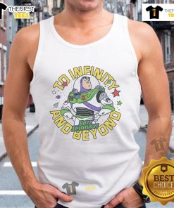 Awesome Toy Story Buzz Lightyear tank top featuring 'To Infinity and Beyond' design for fans of the classic animated movie.