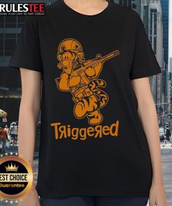 Awesome Triggered Tigger Winnie the Pooh military ladies tee featuring a playful design in vibrant colors.