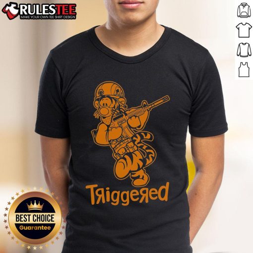 Alt Text: Awesome Triggered Tigger from Winnie the Pooh on a military-style T-shirt, perfect for fans and collectors.