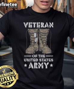 Awesome Veteran Of The United States Army T-Shirt featuring patriotic design and bold text honoring military service.