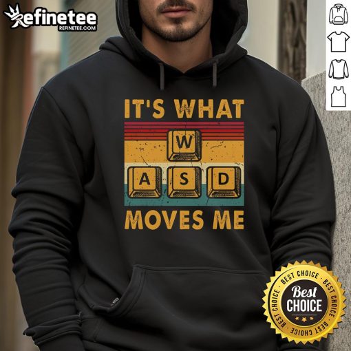 Alt Text: Vintage hoodie featuring 'Awesome WASD It's What Moves Me' design for retro PC gamers and computer gamers.