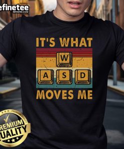 Retro PC gamer t-shirt featuring 'Awesome WASD It's What Moves Me' design, perfect for vintage gaming enthusiasts.