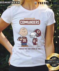 Awesome Washington Commanders Charlie Brown Snoopy tee for ladies, celebrating fandom with 'Commanders Forever' design.