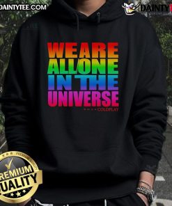 Colorful 'We Are All One In The Universe' Pride hoodie showcasing vibrant design celebrating unity and diversity.