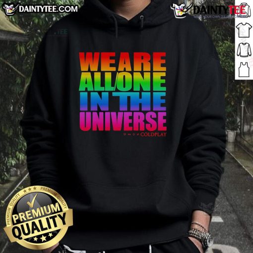 Colorful 'We Are All One In The Universe' Pride hoodie showcasing vibrant design celebrating unity and diversity.
