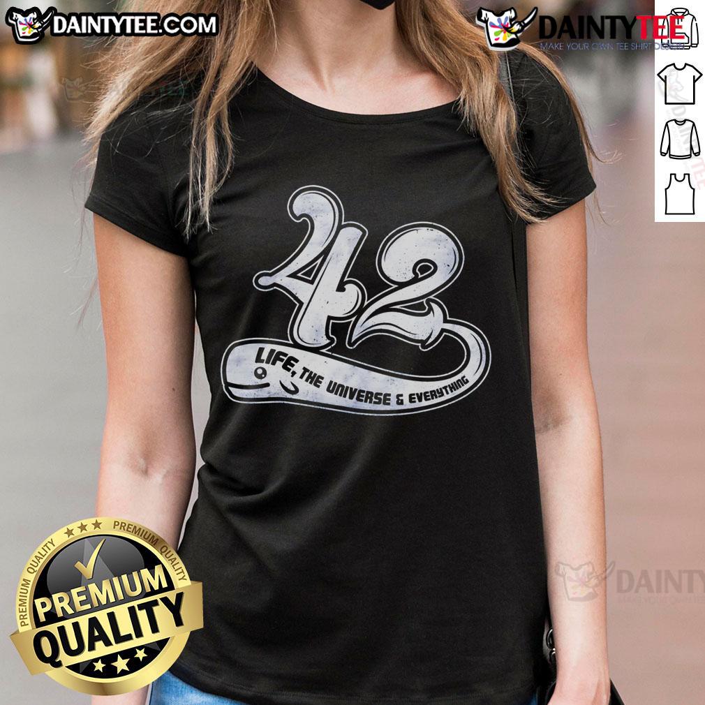 Awesome Whale 42 Life The Universe & Everything Ladies Tee Awesome Whale 42 Life The Universe Everything Ladies Tee featuring a stylish whale design for fans of sci-fi and humor.