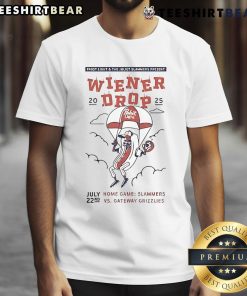 Awesome Wiener Drop Home Game T-Shirt featuring Slammers Vs Gateway Grizzlies logo and vibrant design.
