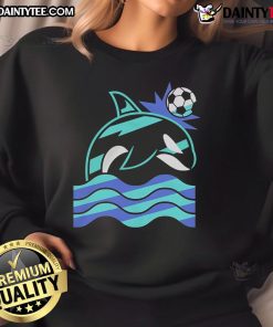 Awesome Wild Whale Soccer Sweatshirt featuring a playful whale graphic and vibrant colors, perfect for soccer fans.