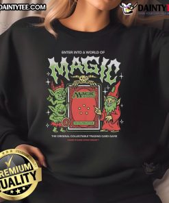 Awesome World of Magic trading card sweatshirt featuring vibrant designs inspired by Magic: The Gathering.