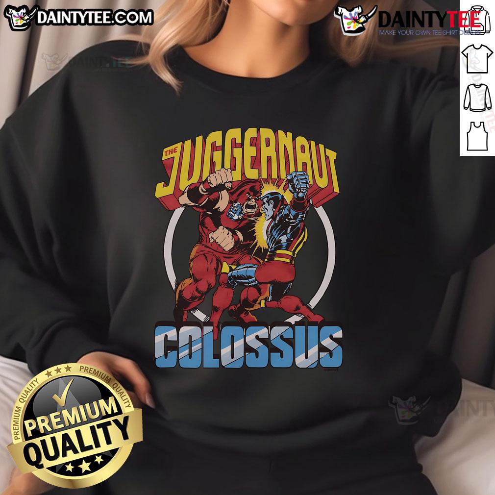 Awesome X Men Juggernaut Vs Colossus Sweatshirt Awesome X-Men Juggernaut vs Colossus sweatshirt featuring vibrant comic art and bold colors for superhero fans.