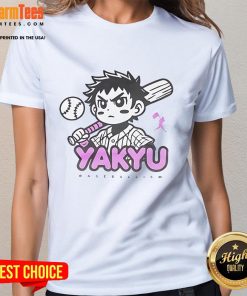 Awesome Yakyu Anime Baseballism ladies tee featuring vibrant graphics and a stylish design for anime and baseball fans.