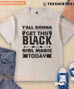 Black girl magic washed t-shirt featuring vibrant design, perfect for casual wear and showcasing empowerment and style.