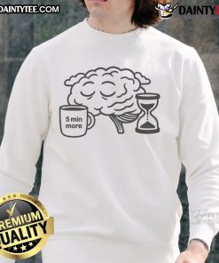 Alt Text: Cute '5 Minutes More' Brain Sleeping Sweatshirt featuring a cozy design perfect for lounging and relaxation.