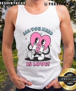 Adorable Cute All You Need Is Love Tank Top featuring a heart design, perfect for casual outings and expressing love.