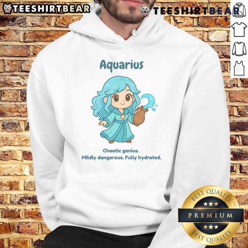 Alt Text: Cute Aquarius water sprite hoodie featuring chaotic genius design, perfect for those who love astrology and unique fashion.
