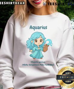 Alt Text: Cute Aquarius the Water Sprite sweatshirt featuring a whimsical design, perfect for chaotic geniuses and water sign fans.