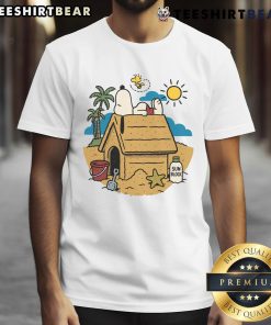 Alt Text: Cute Beach Mode Activated Snoopy Woodstock T-Shirt featuring vibrant graphics of Snoopy and Woodstock by the ocean.
