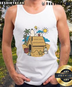 Alt Text: Cute 'Beach Mode Activated' Snoopy and Woodstock tank top design perfect for summer fun and casual outings.