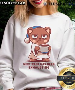Alt Text: Adorable bear graphic on a cozy sweatshirt, perfect for a cute and comfy outfit next week.