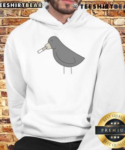 Cute bird graphic on a hoodie with poorly drawn cigarettes, perfect for a quirky fashion statement.