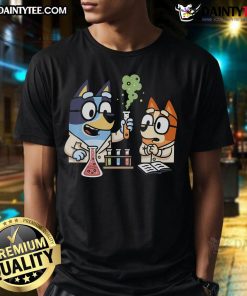 Adorable Cute Bluey Chemical Reaction T-Shirt featuring vibrant colors and fun design for fans of the animated series.