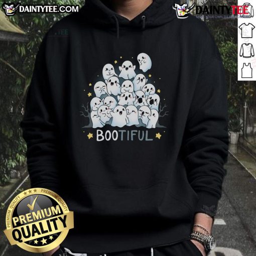 Cute Bootiful Beautiful Ghost Halloween Hoodie featuring a playful ghost design perfect for spooky season.