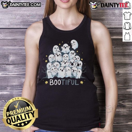Cute Bootiful Beautiful Ghost Halloween Tank Top featuring a whimsical ghost design, perfect for Halloween festivities.