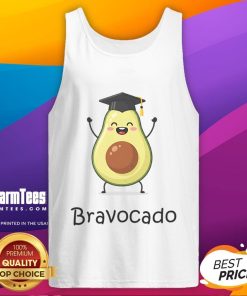 Cute Bravocado tank top featuring an avocado character celebrating graduation with a cap and diploma.