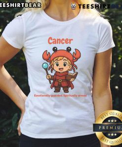 Alt Text: Cute Cancer the Wizard tee for emotionally guarded and spiritually armed ladies, featuring a whimsical design.