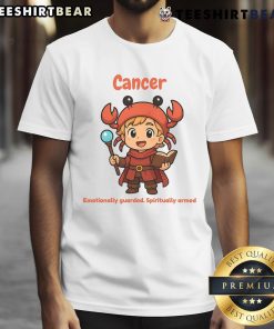Cute Cancer the Wizard T-Shirt featuring an emotionally guarded and spiritually armed design for astrology lovers.