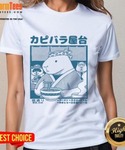 Cute Capy Food Cart Ladies Tee featuring a whimsical capybara design, perfect for animal lovers and casual wear.