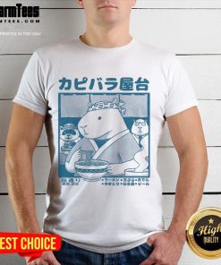 Adorable Cute Capy Food Cart T-Shirt featuring a whimsical capybara design on a vibrant background.