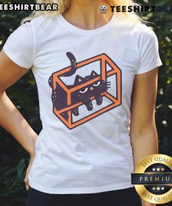 Adorable 'Cute Cat Paradox' ladies tee featuring a playful cat graphic, perfect for cat lovers and stylish casual wear.