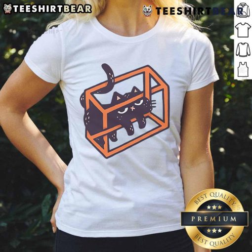 Adorable 'Cute Cat Paradox' ladies tee featuring a playful cat graphic, perfect for cat lovers and stylish casual wear.